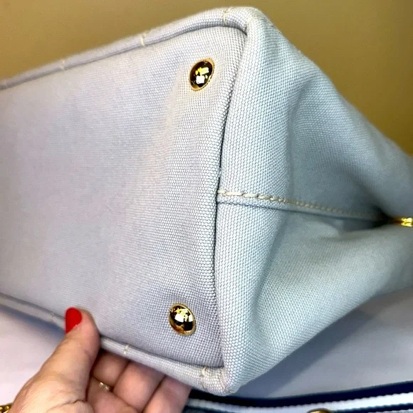 Prada Canapa RARE Slate Gray/Blue Small Tote Original Strap w/ COA - Picture 12 of 15